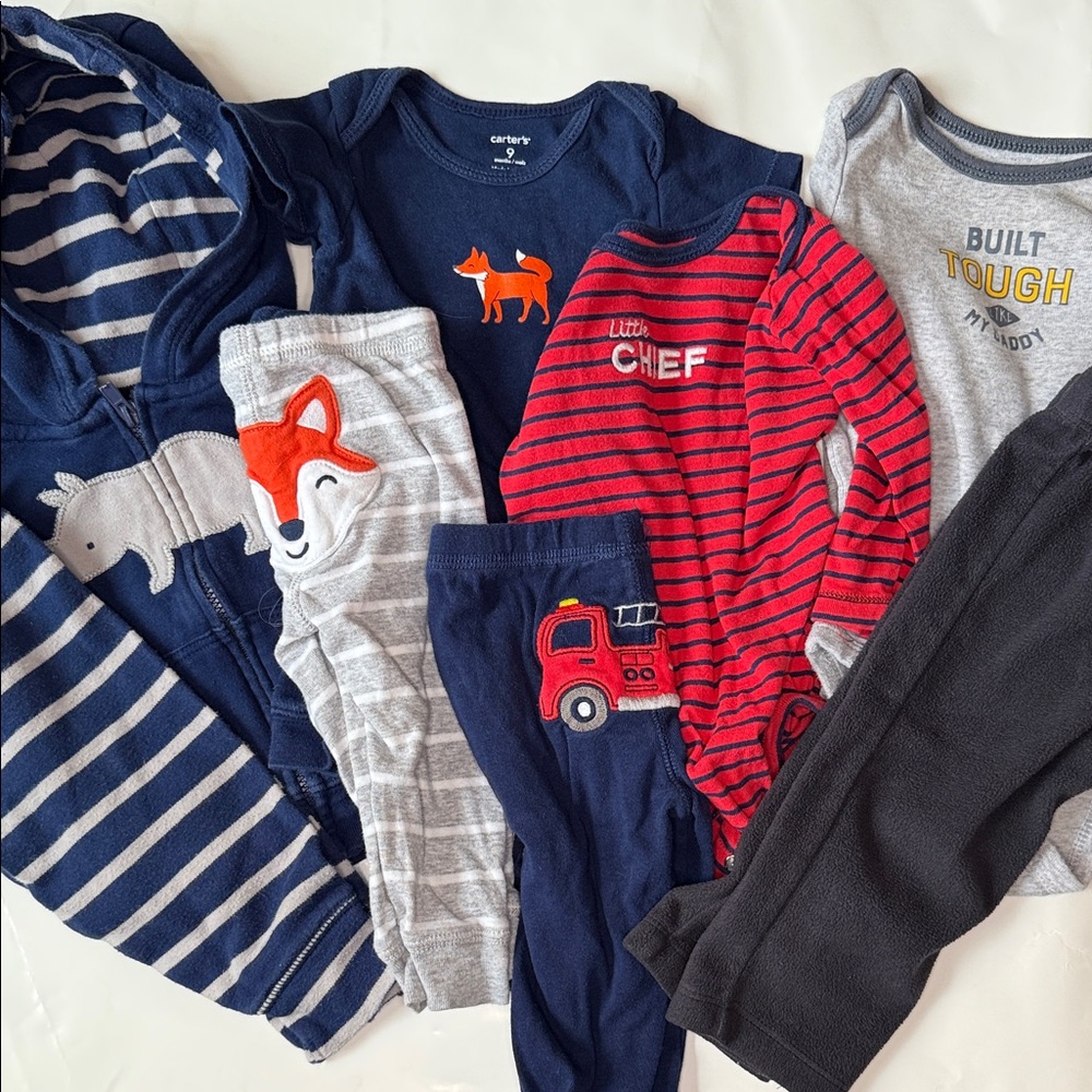 Baby Clothing Set Bundle Fox Firetruck Rhino 9months